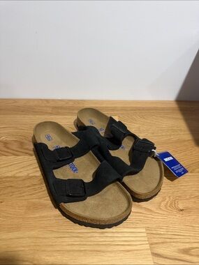 Birkenstock Arizona Black suede brand new size 9 Two-Strap